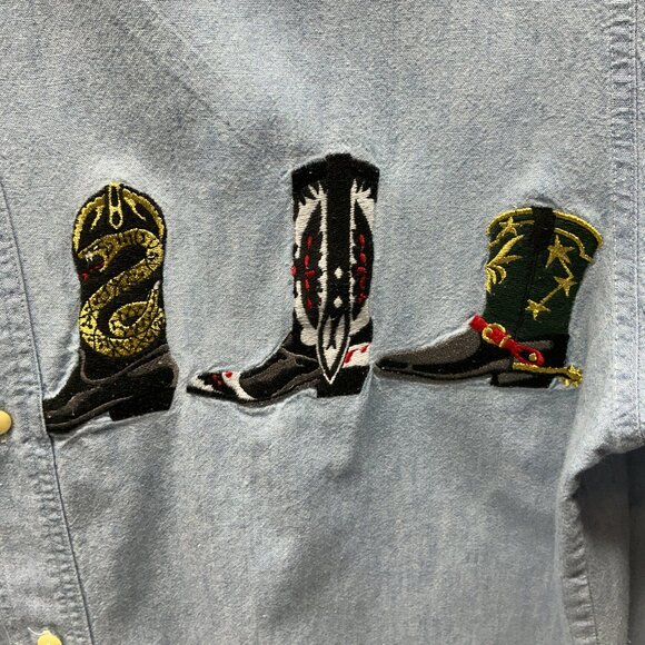 Sz. Small Wester Button Down Embroidered Boots 22.50" PTP - Picture 5 of 10